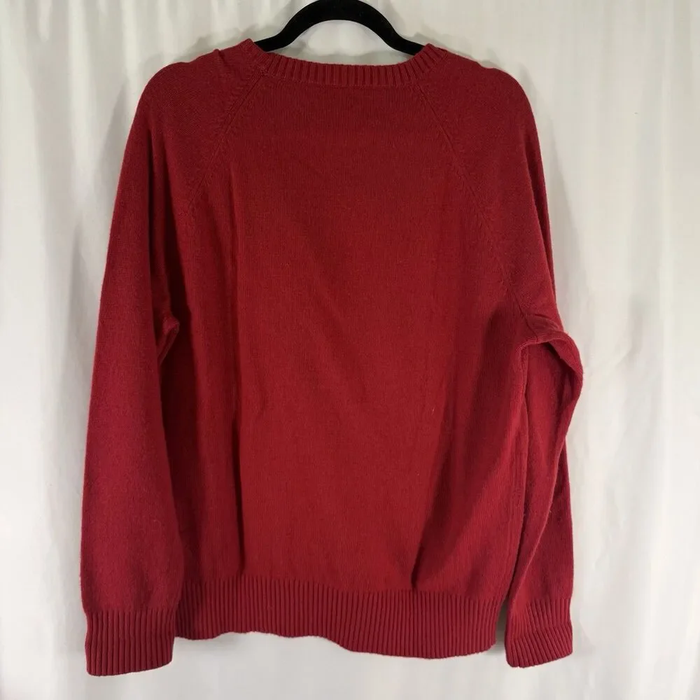 J. Crew Lambswool Blend Sweater Men's Large Red Knit Crew Neck Long Sleeve
